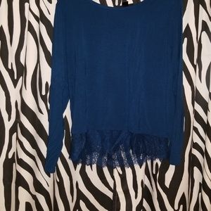 Blue lace bottom top